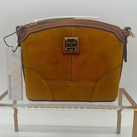 Dooney & Bourke Suede Mini Domed Crossbody Honey - Picture 2 of 15